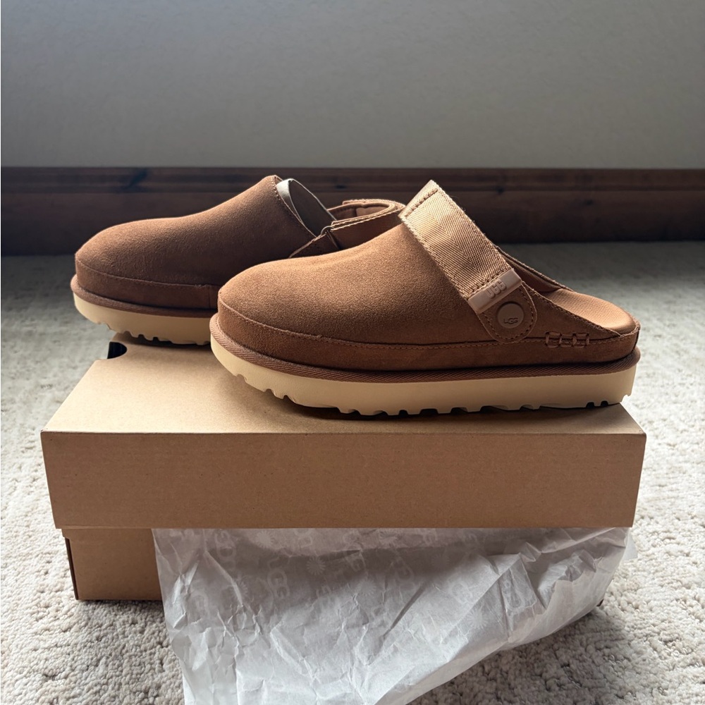 UGG Women's Chestnut Brown Suede Mule Clog with Strap